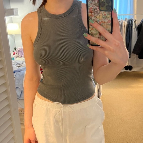 Vintage Effect Charcoal Black Tank Top - Picture 7 of 7